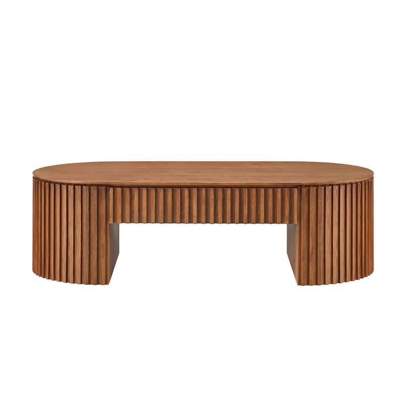 51.18'' Oval Wood Coffee Table With Drawer