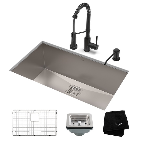 Kraus 3-in-1 Set Undermount Kitchen Sink, Pulldown Faucet, Dispenser. Opens flyout.