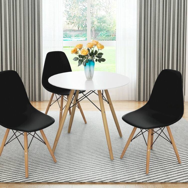 Set of 2 Ergonomic Dining Chairs with Cushion and Sturdy PP Seat and Wooden Frame - 18" x 19" x 33" (W x D x H)