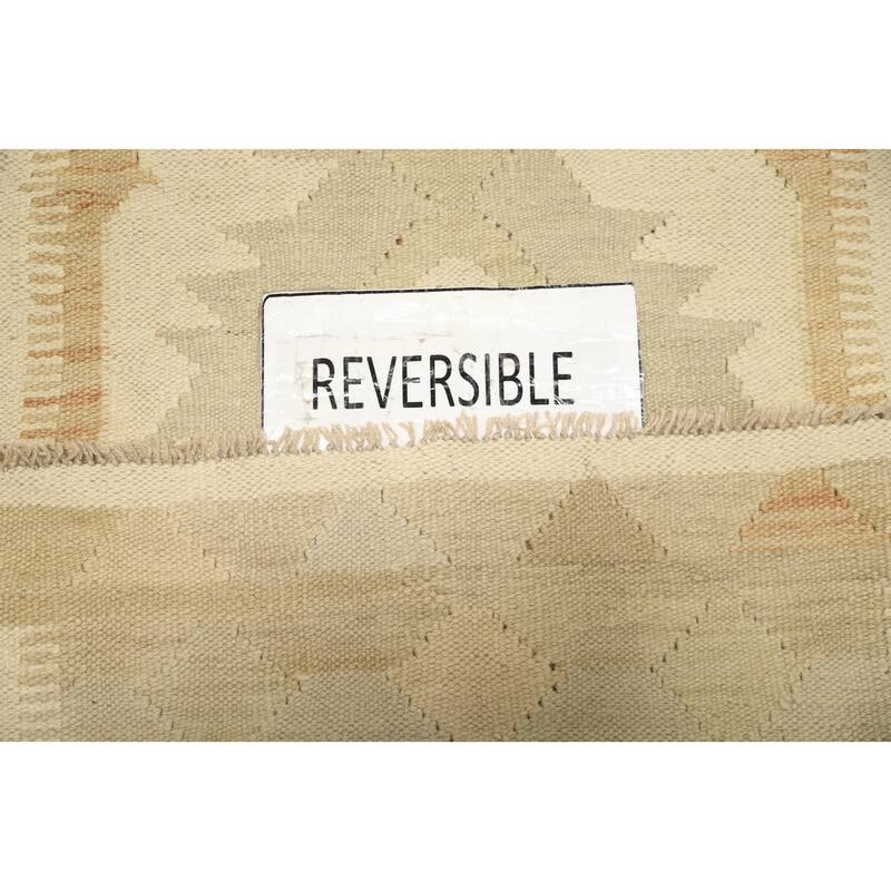 Hand Woven Oriental 100% Wool Carpet Southwestern Tribal Beige & Ivories Kilim Area Rug - 4' 9'' X 3' 1''
