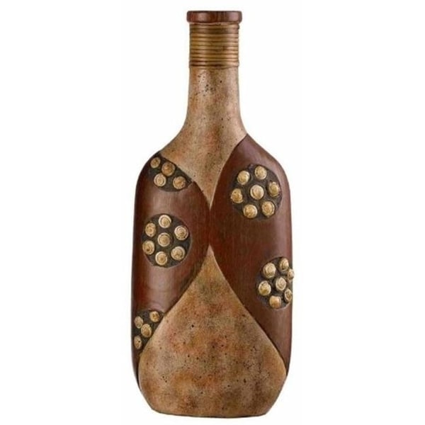 Cal Lighting TA-777MS Roseville Ceramic Vase Tribal With Spiral Shell Accents Small