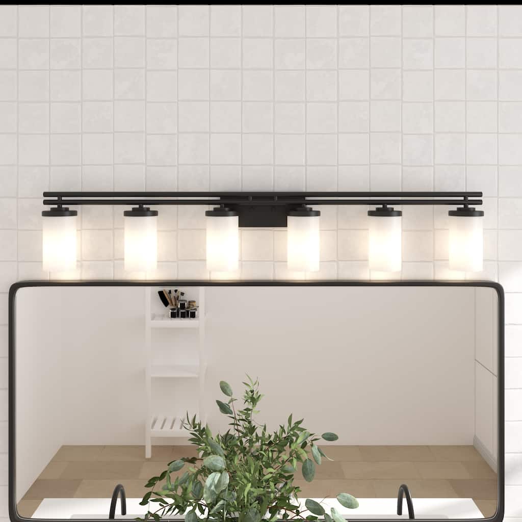 6-light Modern Farmhouse Black Bathroom Vanity Lights with UL Certified