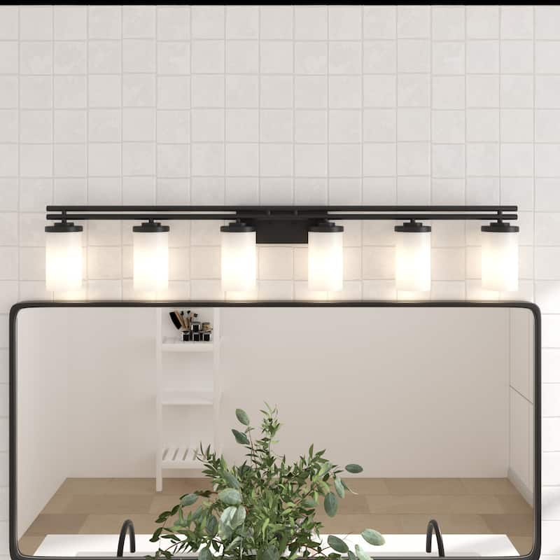 Acroma 6-light Farmhouse Black Dimmable Bathroom Vanity Light - Matte Black