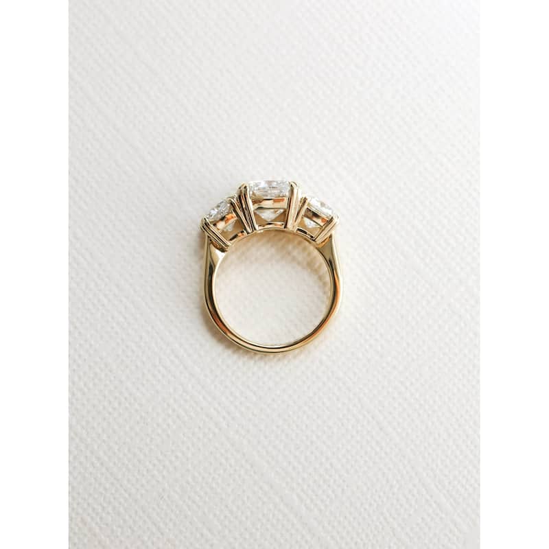 Kobelli 5 Carats Lab Grown Diamond Certified 14k Solid Gold Cushion 3 Stone Theo Engagement Ring (EF/ VS)