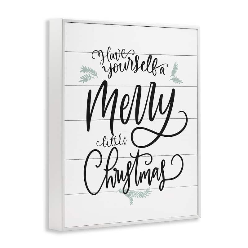 Stupell A Merry Little Christmas Black White and Blue Framed Art, Proudly Made in USA