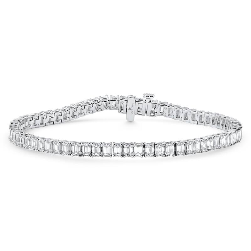 Bliss Diamond 7Ct Emerald Cut Diamond Tennis Bracelet 7" White Gold