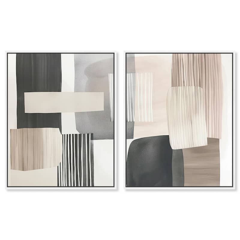 Floating Shapes II Canvas Set of 2 by Art Remedy - 20" x 24" - White