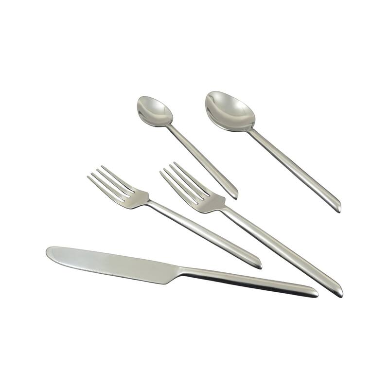 HomeRoots Glossy Silver Stainless Steel Twenty Piece Hand Forged Flatware Set - 2' X '1' X '9.1
