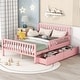 preview thumbnail 10 of 50, Wood Platform Bed with 2 Storage Drawers & Both Sides Guardrails, Storage Bed Frame for Bedroom, Guest Room Pink - Full