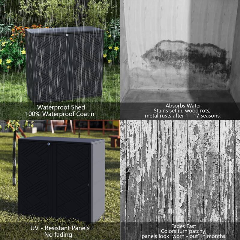 Outdoor Resin Deck Box Storage Shed for Garden,Patios,Backyards,Tools