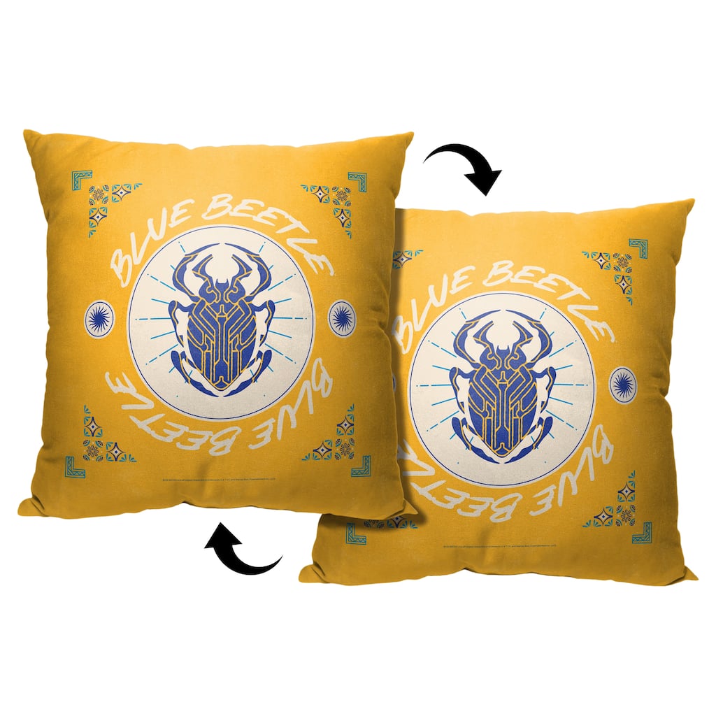 Warner Brothers Blue Beetle Scarab Tile 18 Inch Throw Pillow