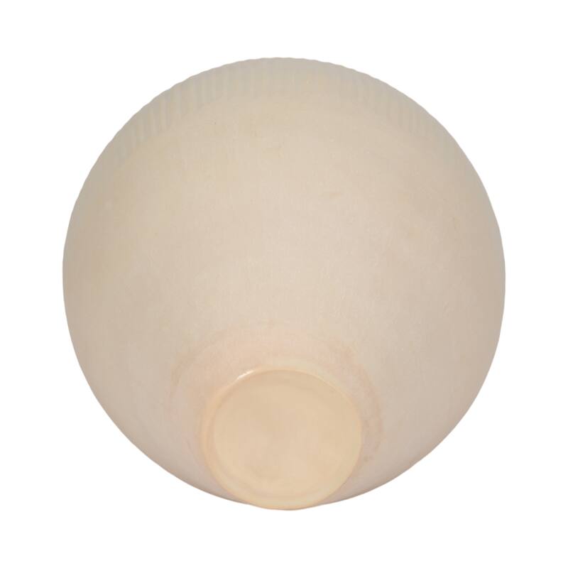 Glass Small Modern Textured Ribbed Vase - Ivory