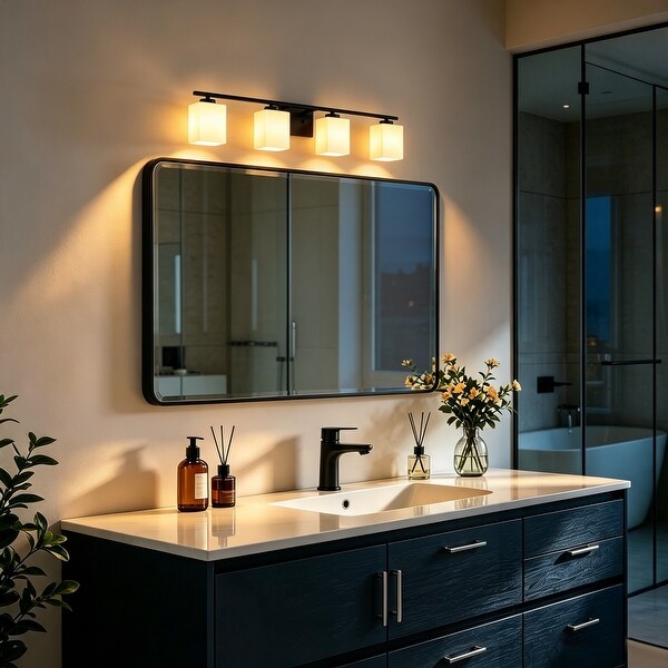 I’ve 9292 Dimmable 2/3/4-Light Bathroom Vanity Light, Etched Shades, Indoor