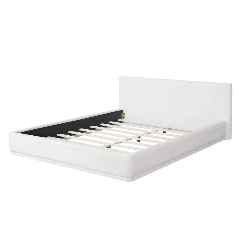 Queen/King Size Upholstered Bed Frame - Soft Fabric Platform Bed, Noise Free & No Box Spring Needed