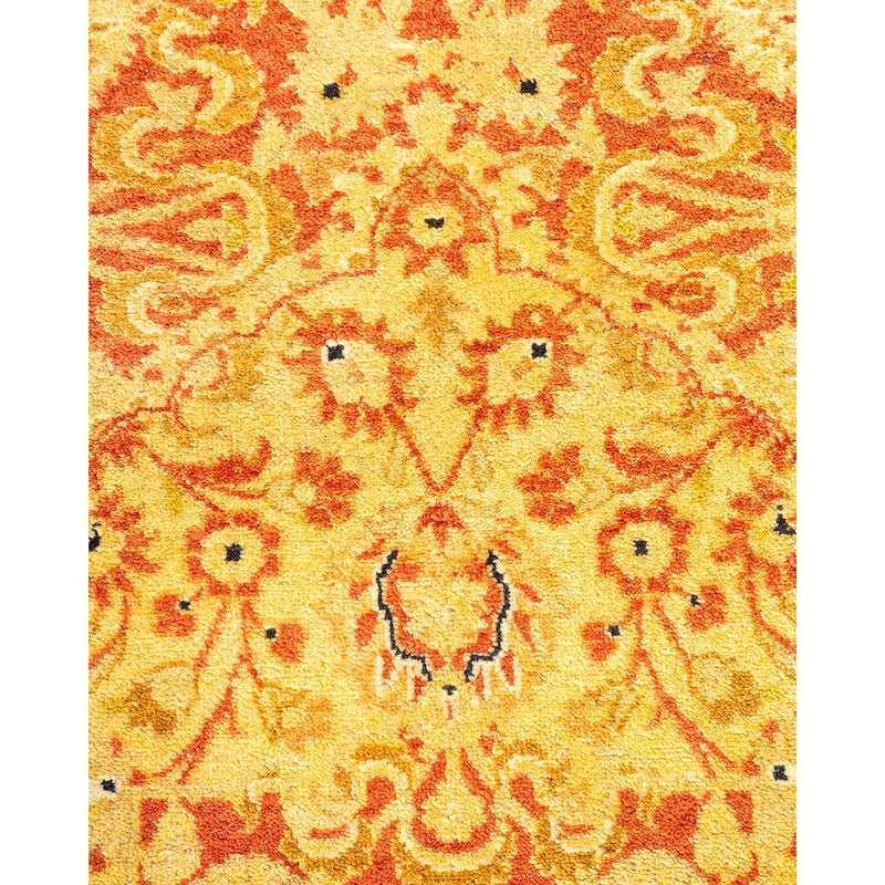 Overton Handknotted Wool Traditional Oriental Orange Area Rug - 6' x 9'