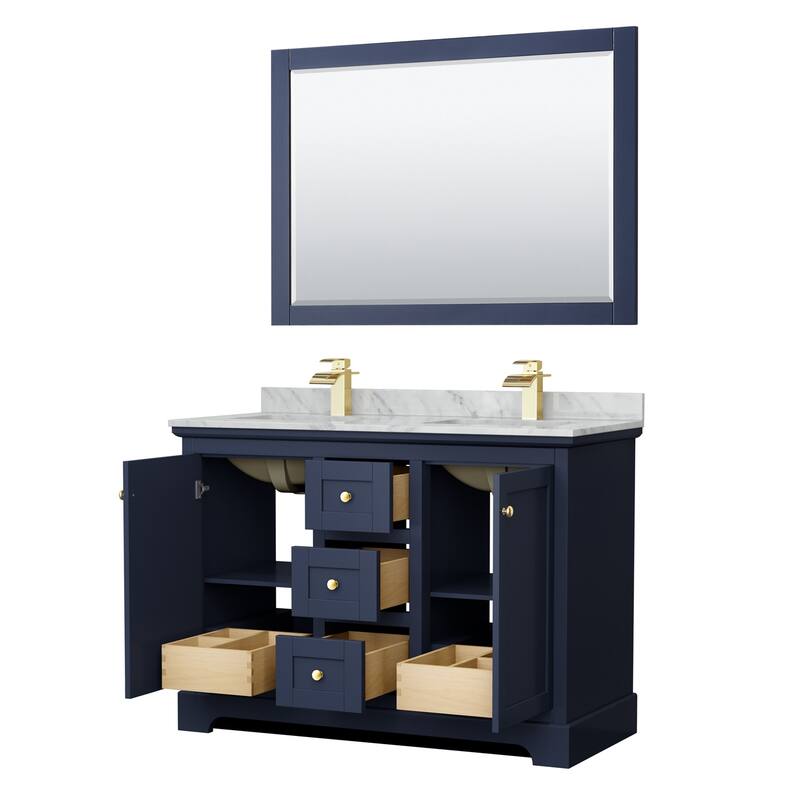 Avery 48-Inch Double Vanity Set with Square Sinks, 46-Inch Mirror