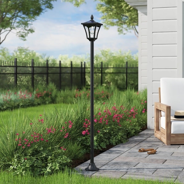 Solar Powered Lamp Post Lights Outdoor Garden Vintage Street Lighting 63 Height with Planter