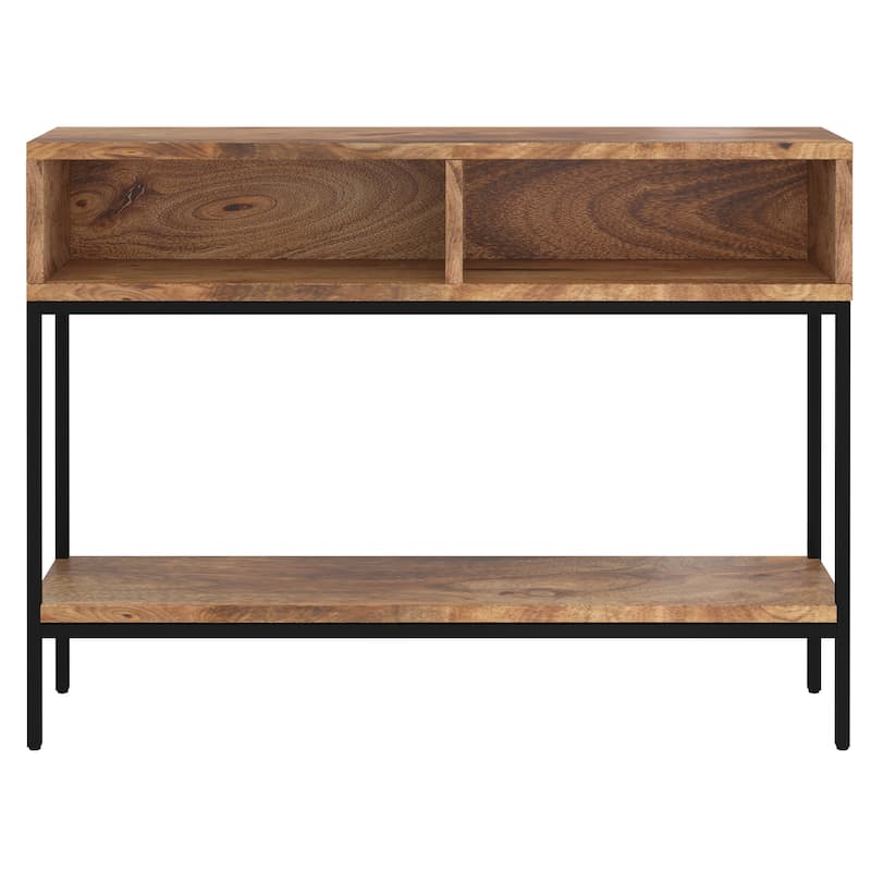 Solid Wood and Metal Console Table with storage
