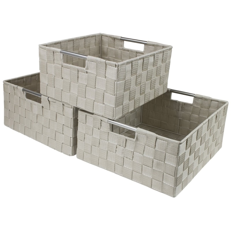 Sorbus Double Woven Basket Bin Set (3 Pack)