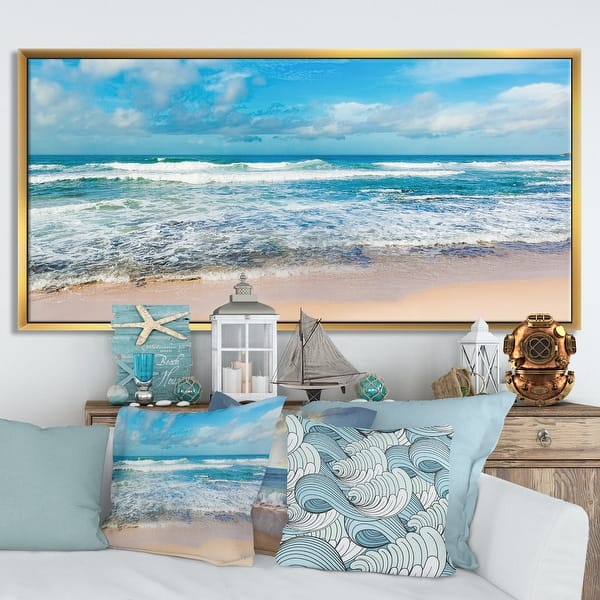 Designart Indian Ocean Panoramic View Extra Large Seashore Framed Canvas Art Overstock 18957623