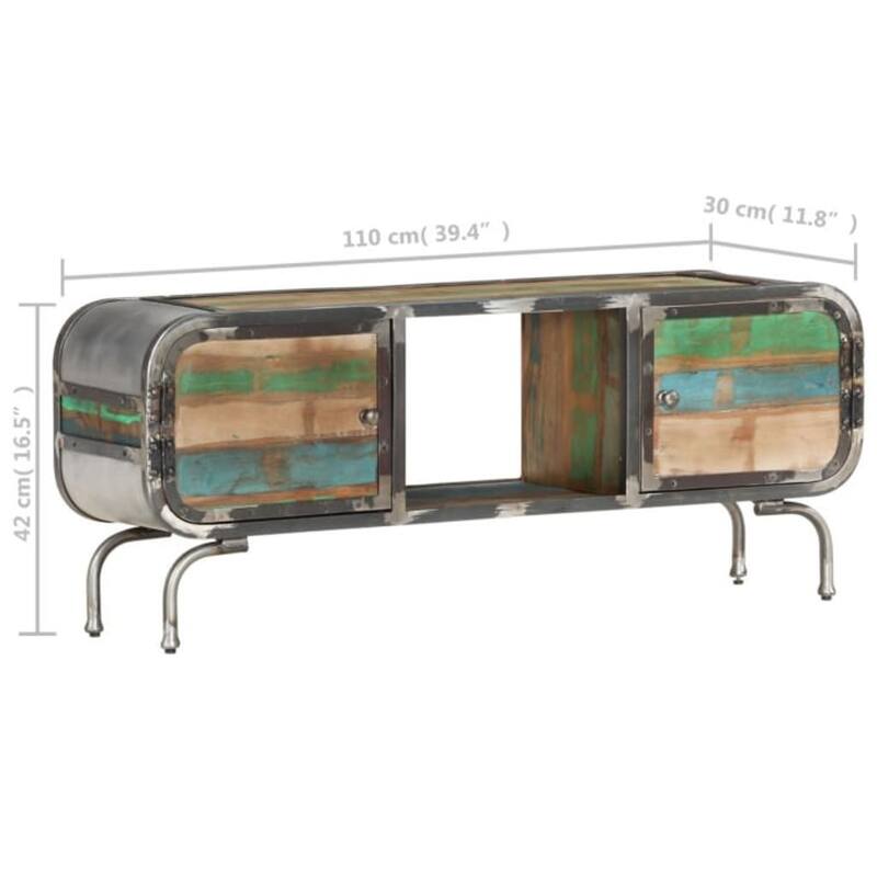 vidaXL TV Stand Multicolor 43.3"x11.8"x16.5" Solid Wood Reclaimed - 43.3" x 11.8" x 16.5"