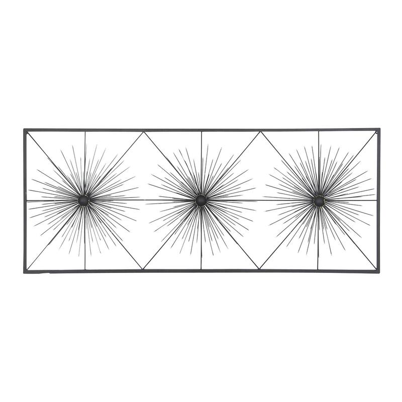 Metal Starburst Sea Urchin Home Wall Decor with Black Frame - Black - Roche River Decor