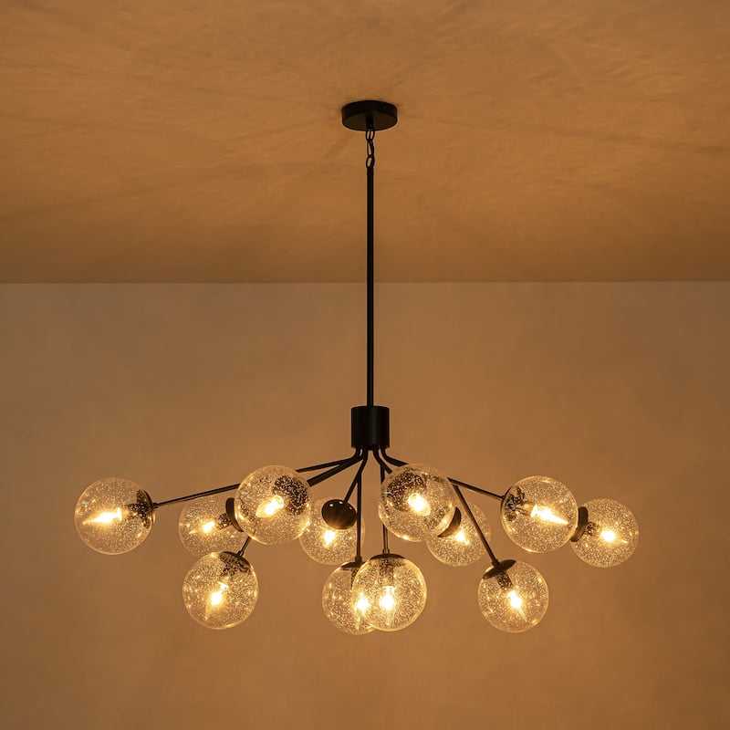 Starsky 12-Light Clear Bubble Glass Chandelier for Dining Room, Entryway, Living Room, Kitchen Island