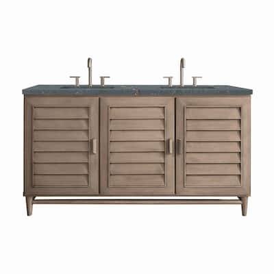 James Martin Vanities 620-V60D-3PBL Portland 60" Double Basin Wood