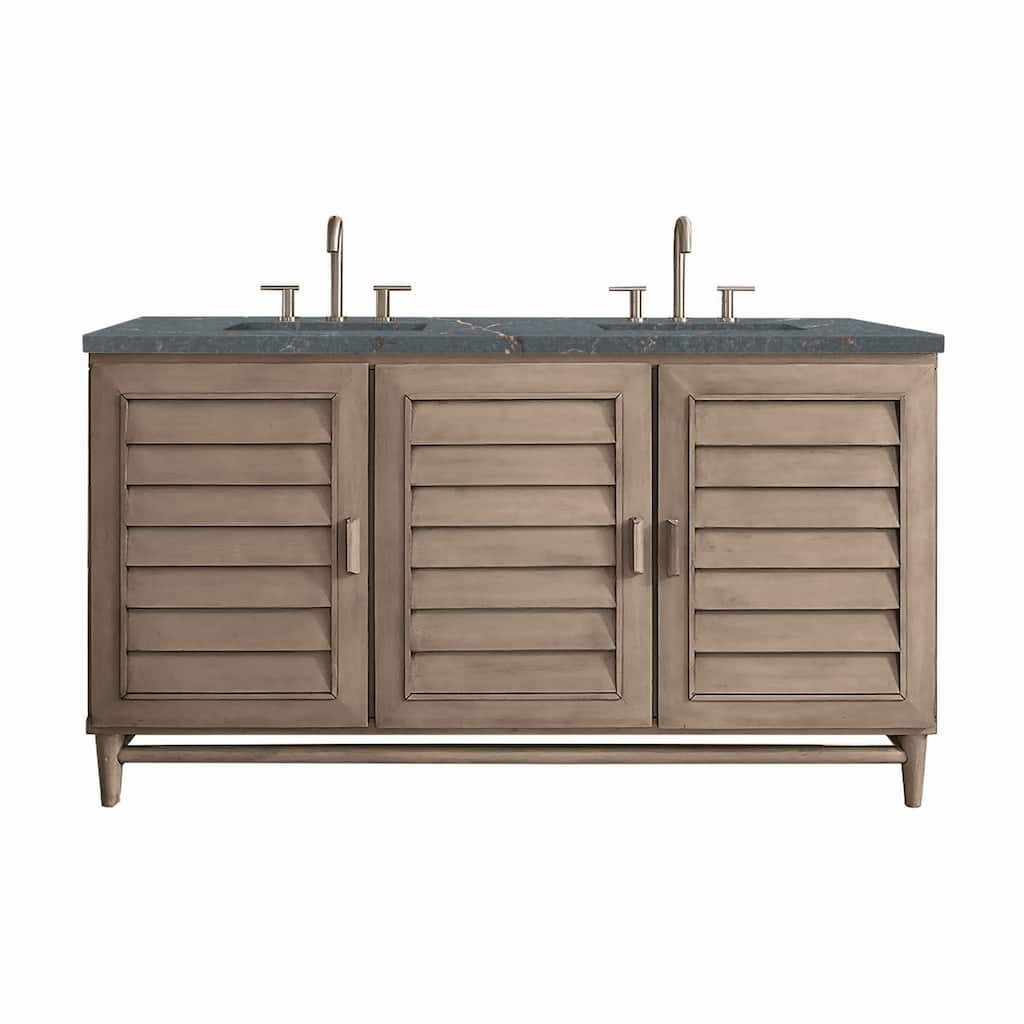 James Martin Vanities 620-V60D-3PBL Portland 60" Double Basin Wood