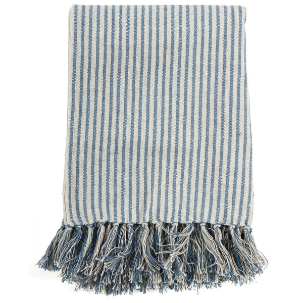 slide 1 of 4, Benny 50"x 70" Throw Blanket in Blue Natural By Kosas Home