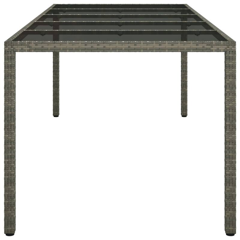 vidaXL Patio Table Outdoor Garden Dinner Table Tempered Glass and Poly Rattan - 98.4 x 39.4 x 29.5 in
