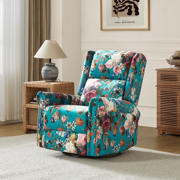 Leopold Transitional Floral Print Manual Swivel Rocking