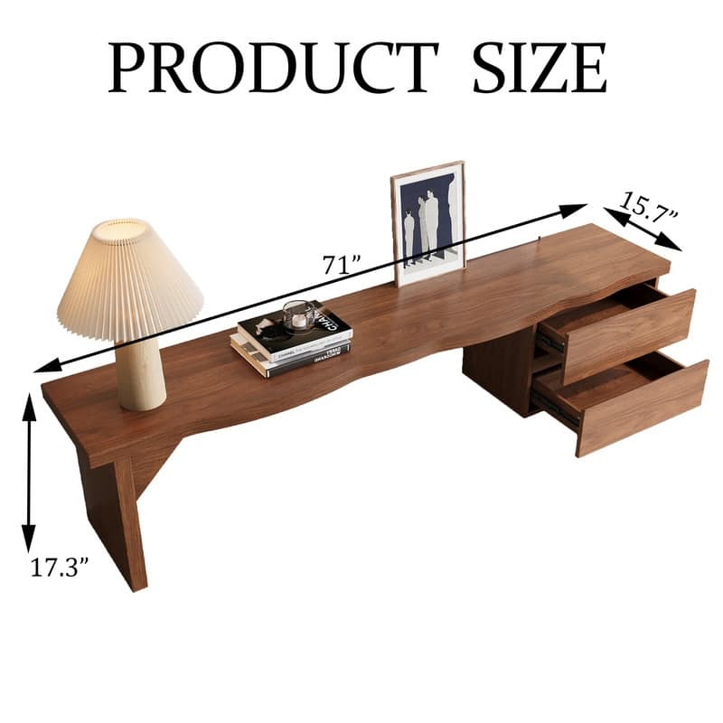 Modern 71" Solid Wood Tv Stand With Drawers, Media Console Table For Living Room, Walnut Finish
