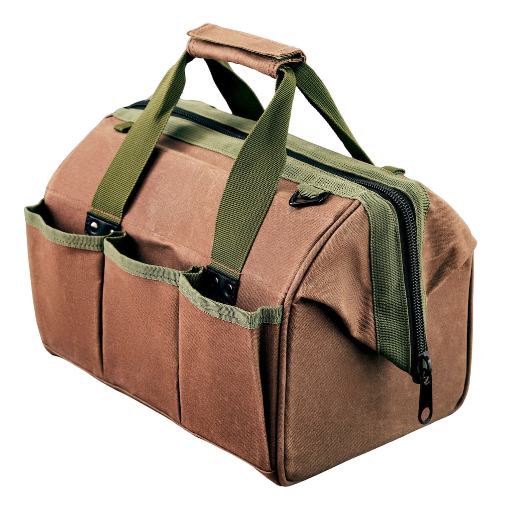 Kings County Tools 11.75-inch Heavy Duty Waxed Canvas Tool Bag or Garden Caddy for Gardening Supplies