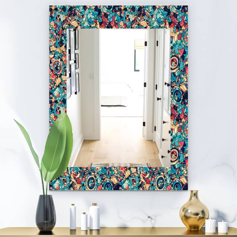 Designart 'Geometric Hand Drawn' Modern Mirror - Printed Wall Mirror - 23.7 in. wide x 31.5 in. high