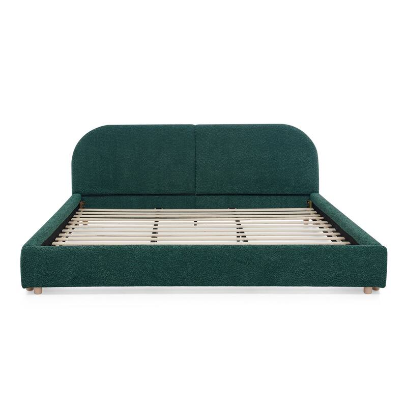 King Size Upholstered Bed Frame with Tall Headboard