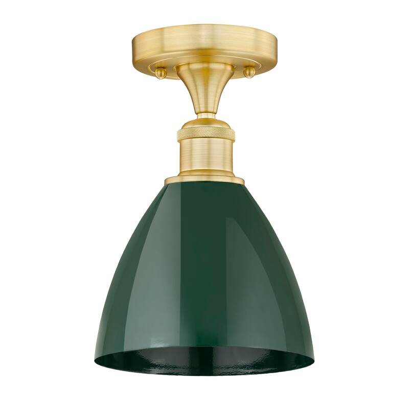 Innovations Lighting Edison Plymouth Dome - 1 Light 8" Semi-Flush Mount - Green/Satin Gold