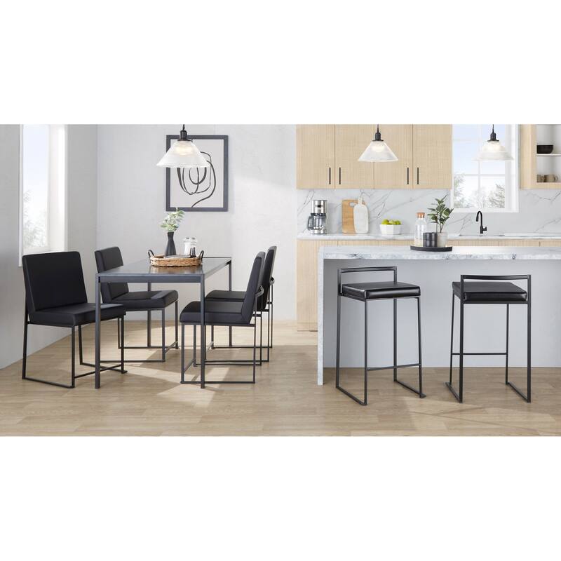 Porch & Den Forrest Contemporary Black Stackable Fully Welded Counter Stool (Set of 2)