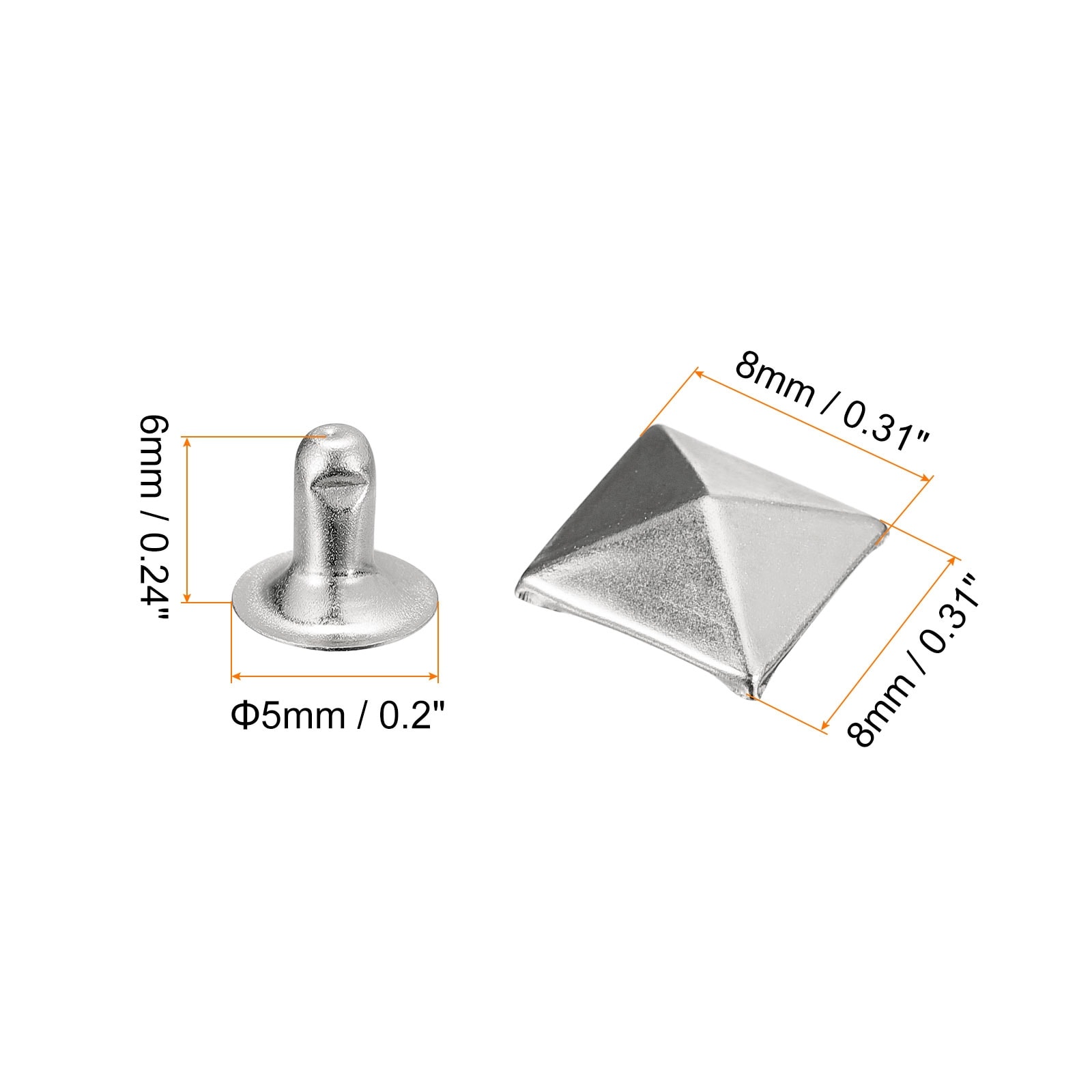 Spike Rivet for Clothing, Cone Rapid Rivet Nailhead Studs Copper Punk Square Spikes for Leathercraft Decorations