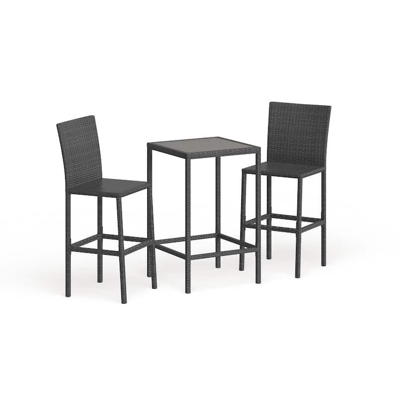 Santa Cruz 3-piece Outdoor Rattan Wicker Bistro Dining Set by Havenside Home - Black