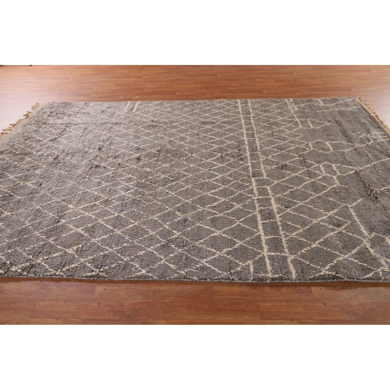 Trellis / Moroccan Area Rug Hand-Knotted Oriental Wool Carpet - 7'9" x 11'0"
