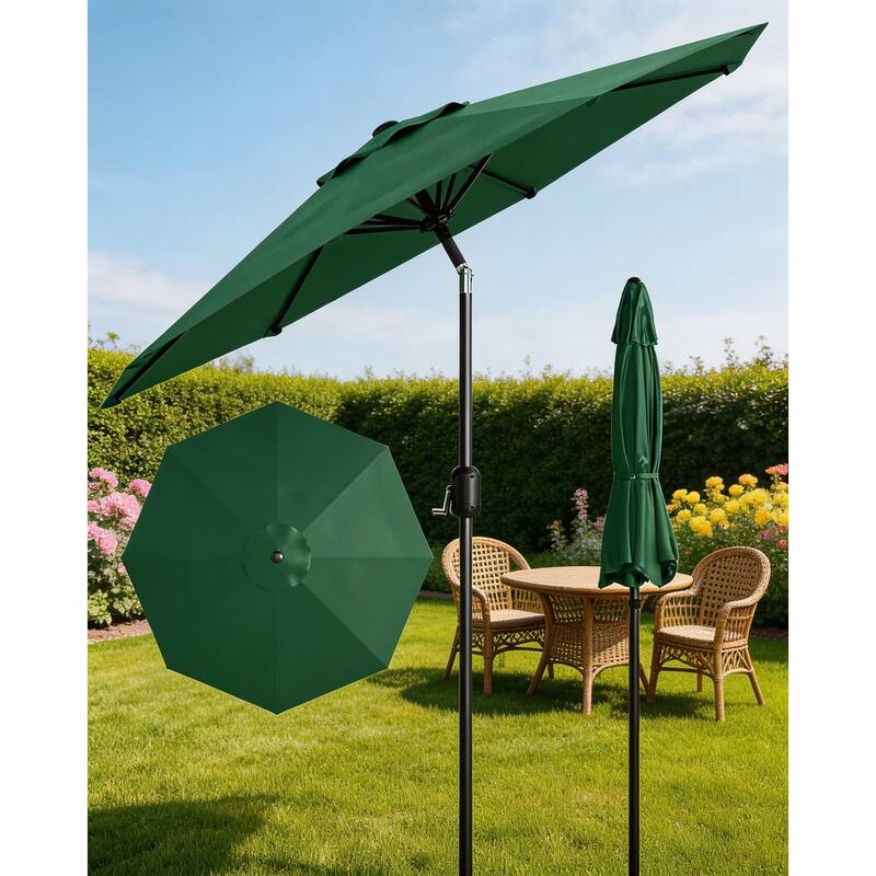 10ft Outdoor Patio Umbrella, with Crank Lift & Push Button Tilt, UV Protection Waterproof