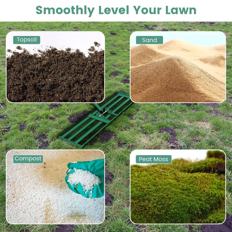 Costway Lawn Leveling Rake 36" x 10" Heavy Duty Level Lawn Tool for - See Details
