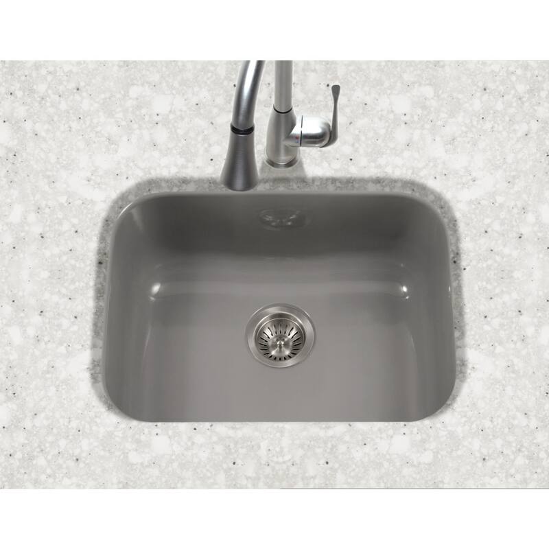 Houzer Porcela 22-3/4" Single Basin Undermount Porcelain Enameled
