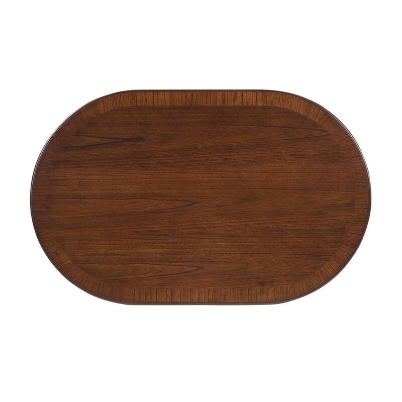 Oval Coffee Table & Round End Tables Set of 3, Retro Wood Table Sets with X-shaped Structure Base and Non-slip Foot Pads