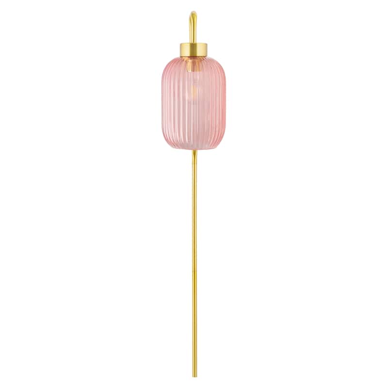 Adrienne River of Goods Pink Glass and Metal Retro Wall Sconce - 5.375" x 8.625" x 32.25"