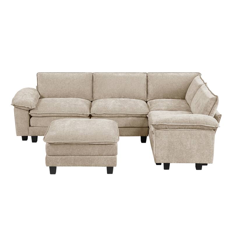 Fremont & Park Terra Chenille 5-Piece Modular Sectional Sofa - Ottoman