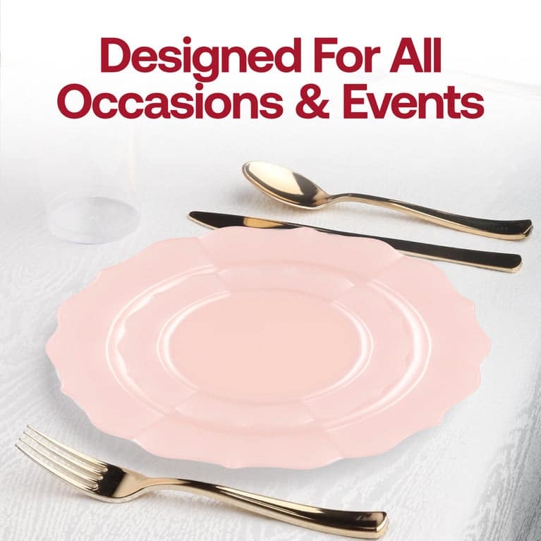 Elegant Pearl Round Lotus Disposable Plastic Plates - Party Supplies