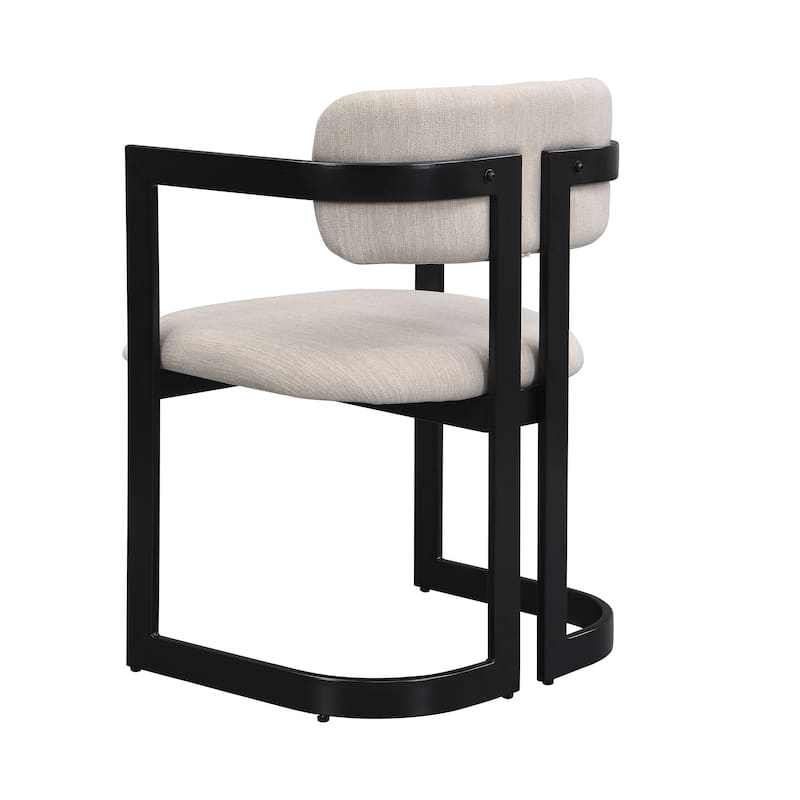 Upholstered Dining Chairs Set of 2, Fabric Armchairs with Metal Frame,