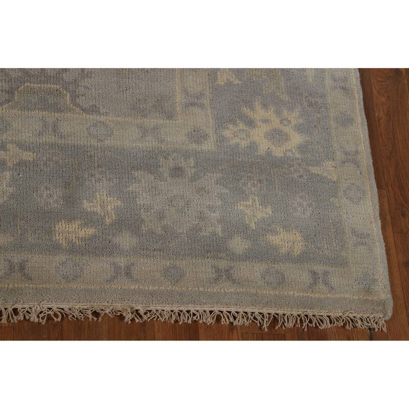 Gray Oushak Indian Area Rug Handmade Wool Carpet - 6'2" x 8'10"